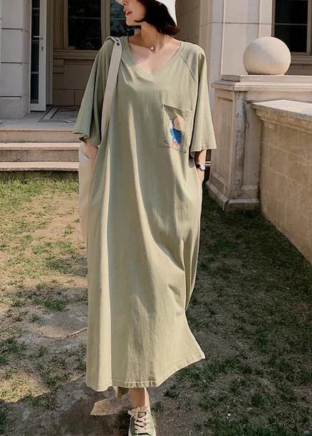 Unique low high design cotton Tunics Wardrobes army green v neck Robe Dresses summer Wedding guest unclassified dresses Unique low high design cotton Tunics Wardrobes army green v neck Robe Dresses summer Wedding guest unclassified dresses