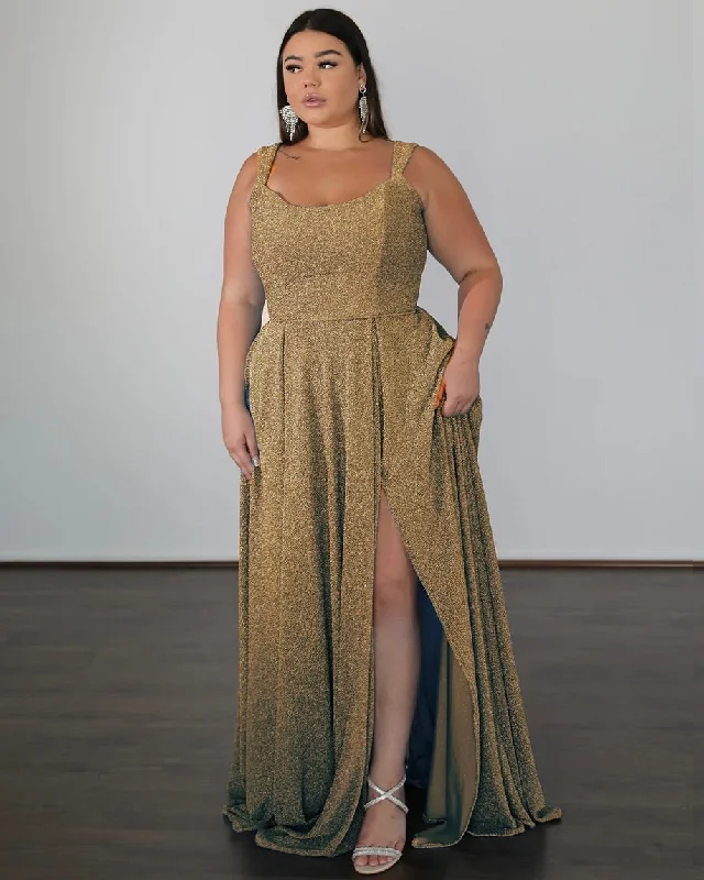 Hayley Metallic Jersey Gown - Champagne Sleeveless unclassified dresses