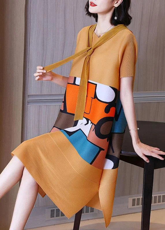 Beautiful Yellow hooded Print A Line Summer Dresses Chic unclassified dresses
