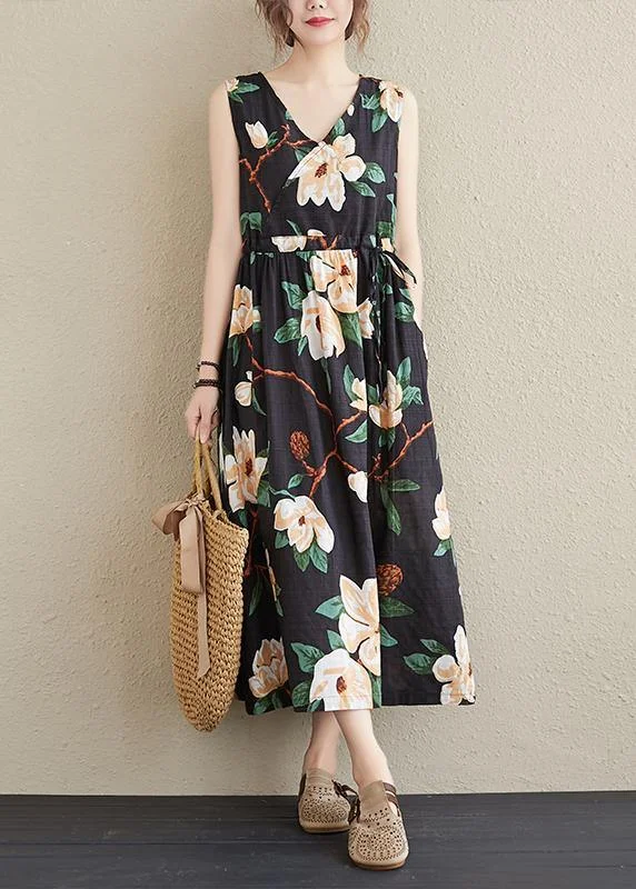 Simple V Neck Drawstring Quilting Dresses Black Print Robes Dresses Velvet unclassified dresses Simple V Neck Drawstring Quilting Dresses Black Print Robes Dresses Velvet unclassified dresses