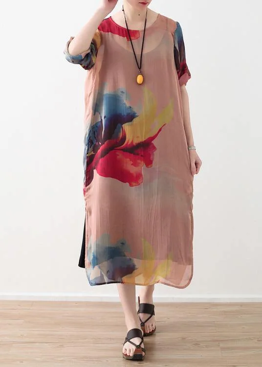 Vivid pink prints chiffon clothes side open summer Dresses Best-selling unclassified dresses Vivid pink prints chiffon clothes side open summer Dresses Best-selling unclassified dresses