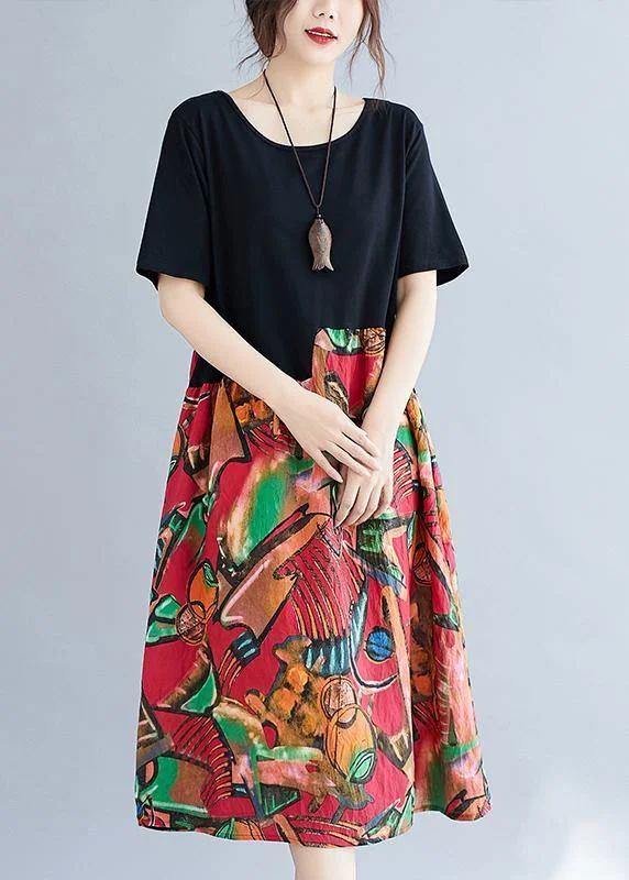 Unique red print quilting clothes o neck patchwork A Line Dress Printed unclassified dresses Unique red print quilting clothes o neck patchwork A Line Dress Printed unclassified dresses