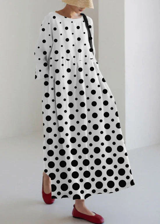 White spliced polka dots Cotton Dresses Pockets Patchwork Spring Best-selling unclassified dresses White spliced polka dots Cotton Dresses Pockets Patchwork Spring Best-selling unclassified dresses