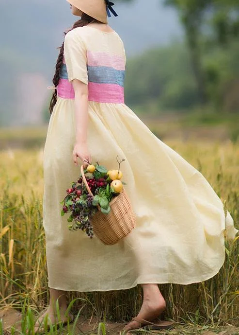 Beautiful Yellow Tunic Dress O Neck Patchwork Traveling Summer Dresses Wrap unclassified dresses Beautiful Yellow Tunic Dress O Neck Patchwork Traveling Summer Dresses Wrap unclassified dresses