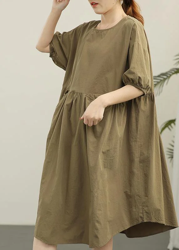 Classy Green Cotton Patchwork Summer Robe Dresses Spring unclassified dresses