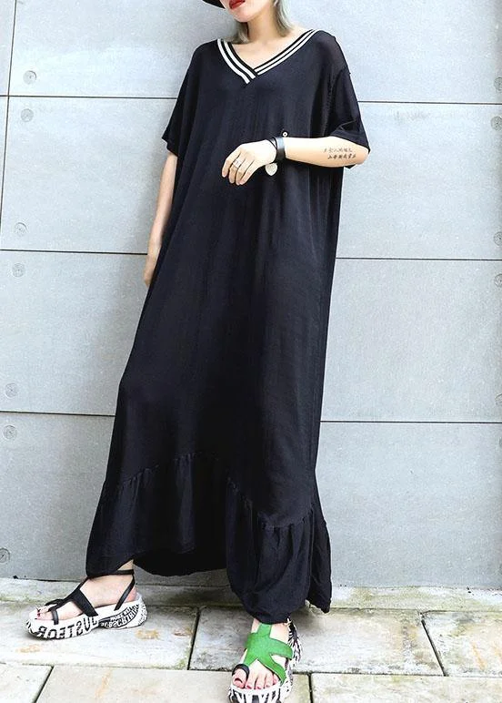 Vivid black cotton Tunics v neck Traveling ruffles summer Dresses Bodycon unclassified dresses Vivid black cotton Tunics v neck Traveling ruffles summer Dresses Bodycon unclassified dresses