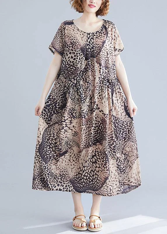 Vivid o neck cotton clothes Women linen Leopard cotton robes Dresses summer Festival unclassified dresses Vivid o neck cotton clothes Women linen Leopard cotton robes Dresses summer Festival unclassified dresses