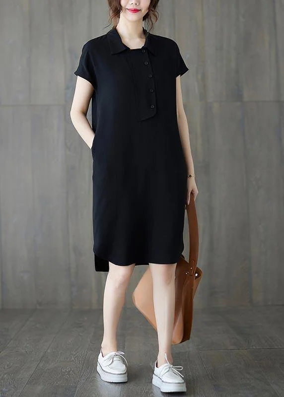 Comfy Black low high design Ankle Summer Cotton Dress Sexy unclassified dresses