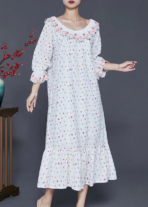 Art White Embroidered Cotton Vacation Dresses Spring Elegant unclassified dresses