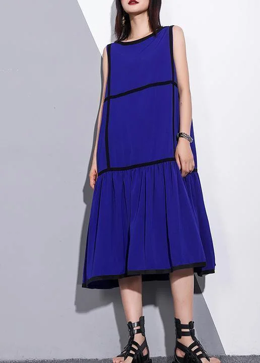 Unique sleeveless patchwork chiffon clothes For Women fine Life blue Dress Summer Club unclassified dresses Unique sleeveless patchwork chiffon clothes For Women fine Life blue Dress Summer Club unclassified dresses