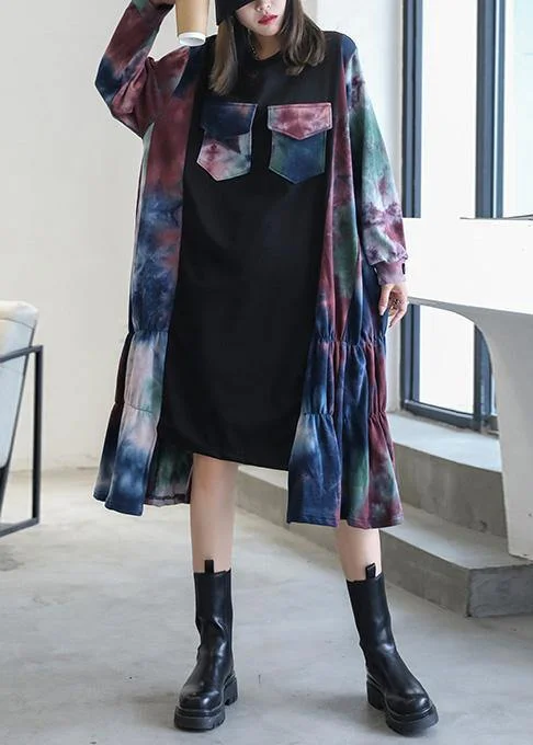 Natural black patchwork print dresses o neck asymmetric Traveling fall Dress Ruffled unclassified dresses Natural black patchwork print dresses o neck asymmetric Traveling fall Dress Ruffled unclassified dresses