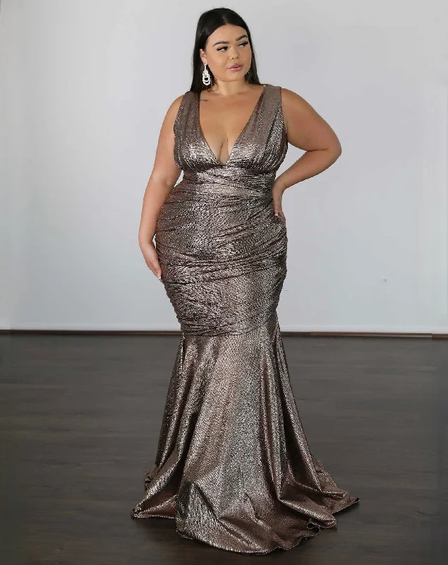 Ryley Stretch Shimmer Gown - Copper Luxury unclassified dresses