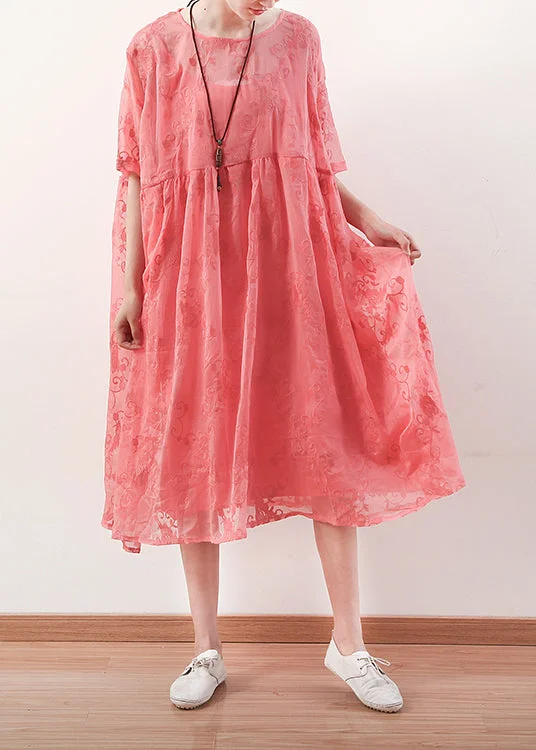 Unique red cotton dresses Boho Catwalk o neck cotton summer Dress Casual unclassified dresses Unique red cotton dresses Boho Catwalk o neck cotton summer Dress Casual unclassified dresses
