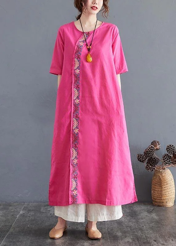 Organic Rose side open Cotton Linen Summer Vacation Dresses Trendy new unclassified dresses Organic Rose side open Cotton Linen Summer Vacation Dresses Trendy new unclassified dresses