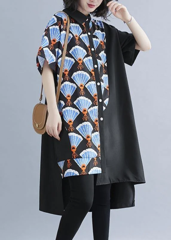 Chic Black Print asymmetrical designlow high design Vacation Summer Cotton Dress Travel unclassified dresses Chic Black Print asymmetrical designlow high design Vacation Summer Cotton Dress Travel unclassified dresses