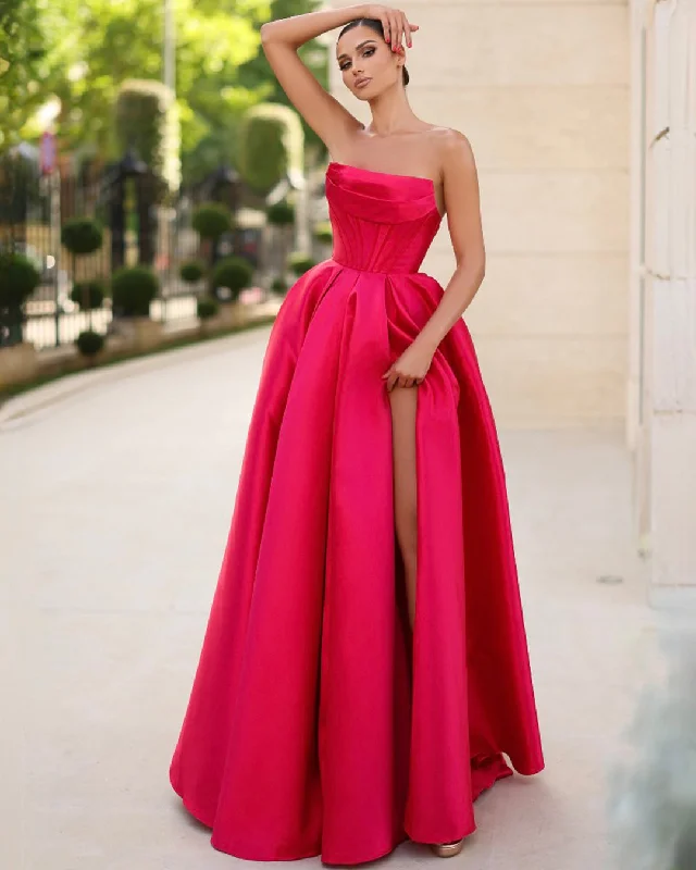 Adelina Strapless Corset Gown - Ruby Breathable unclassified dresses