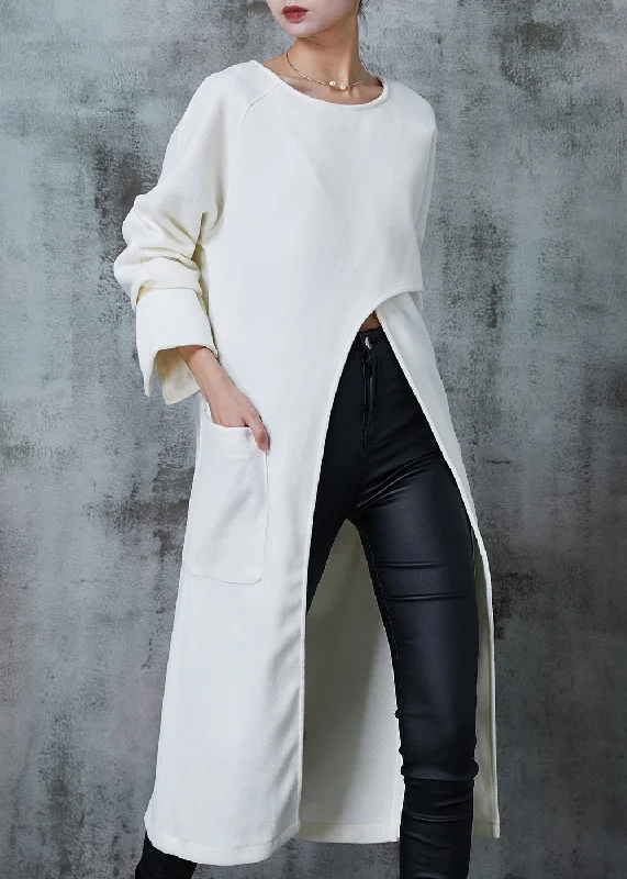 Original Design Milk White Oversized Side Open Cotton Dresses Spring Budget-friendly unclassified dresses Original Design Milk White Oversized Side Open Cotton Dresses Spring Budget-friendly unclassified dresses