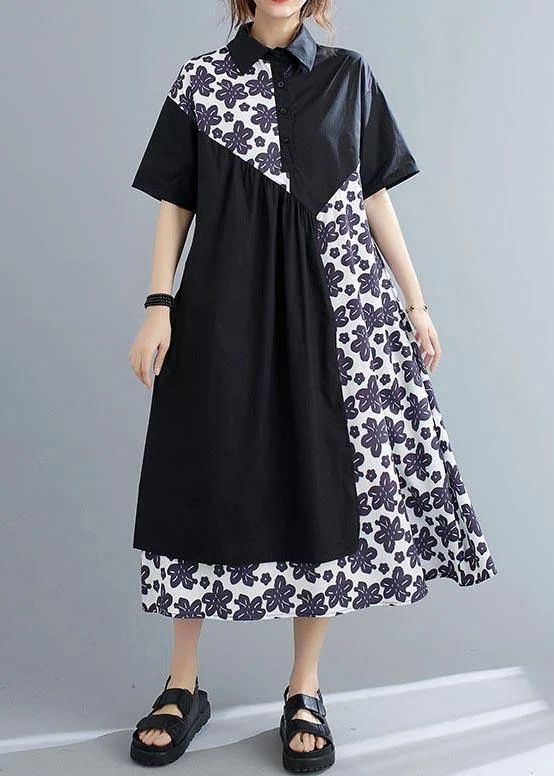 Unique Black Patchwork Print Peter Pan Collar Summer Chiffon Dress Elegant unclassified dresses Unique Black Patchwork Print Peter Pan Collar Summer Chiffon Dress Elegant unclassified dresses