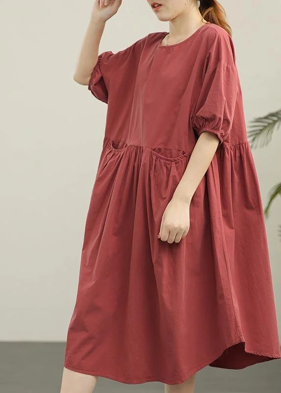 Modern Brown Red Loose Cotton Summer Dresses Elegant evening unclassified dresses